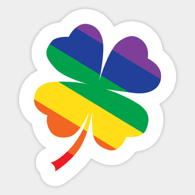 Rainbow St Patrick's Day Clover LGBTQ Gay Pride Sticker by DoctorWatsonDesigns